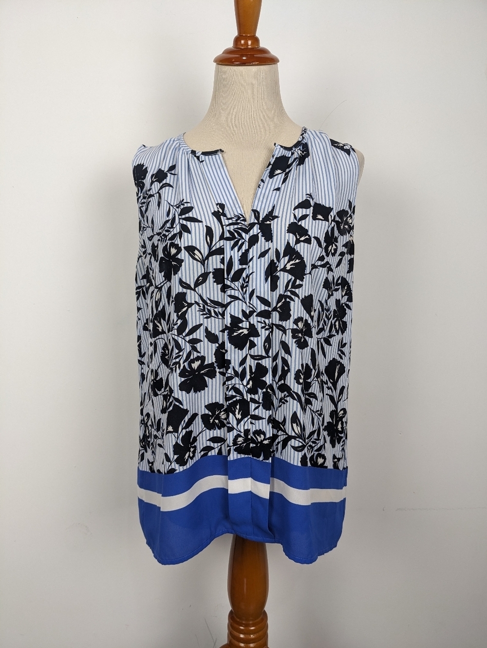 Tommy Hilfiger Blouse Sleeveless Striped Floral Medium